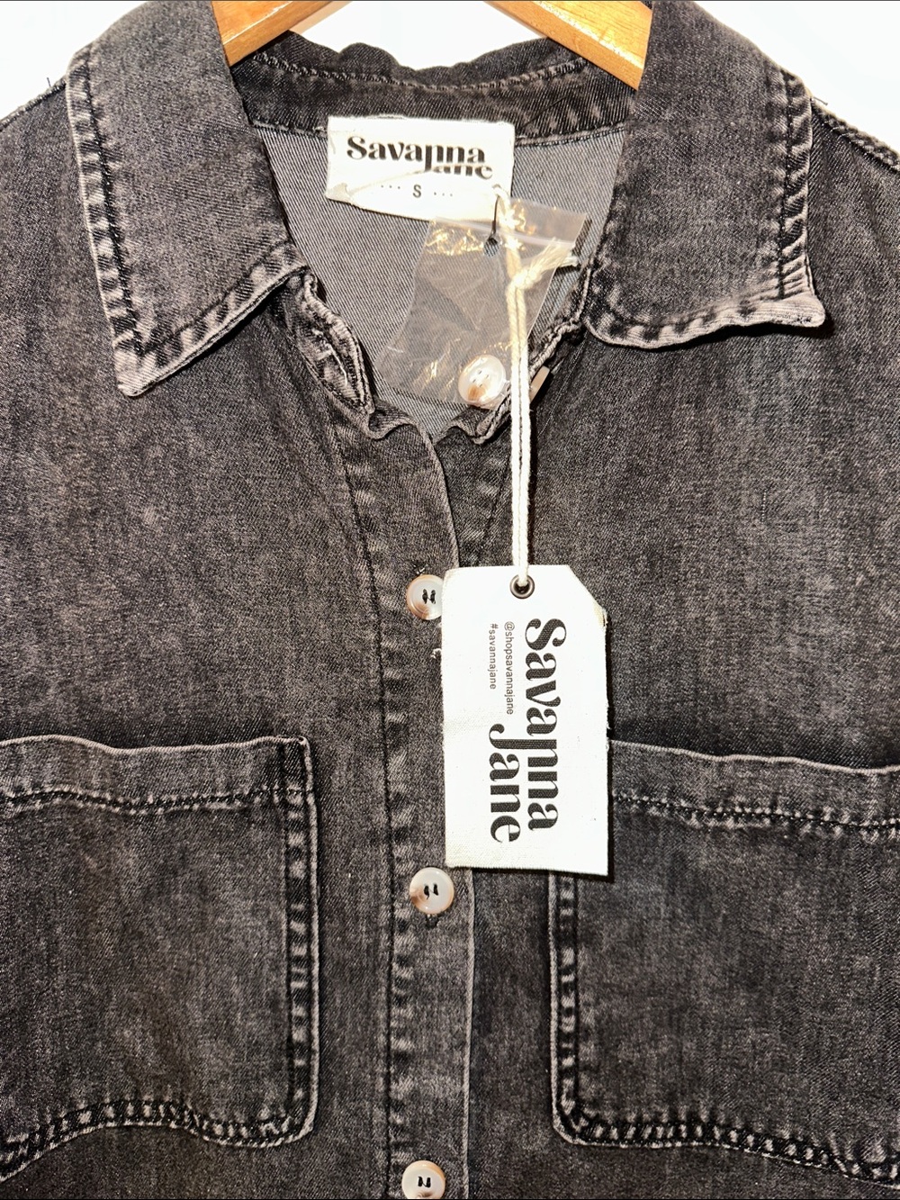 Savanna Jane Charcoal Denim Button Dress - Picture 3 of 4